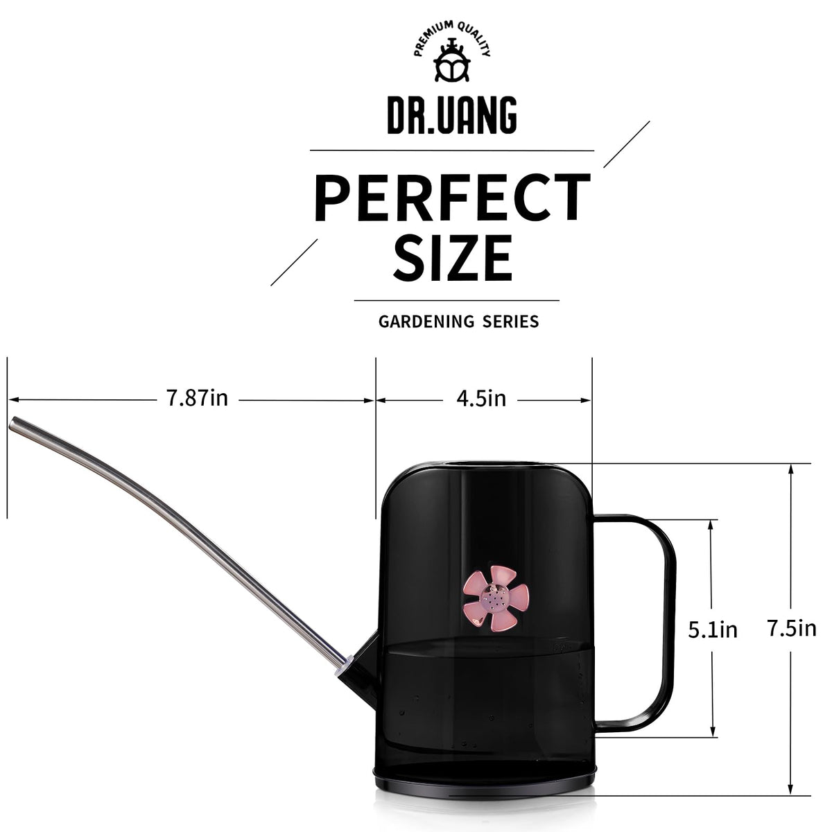 Watering Can Indoor for House Plants Small Watering cans with Long Spout Flower Model Sprinkler Head 1.2L (Black Coffee, 1.2L)