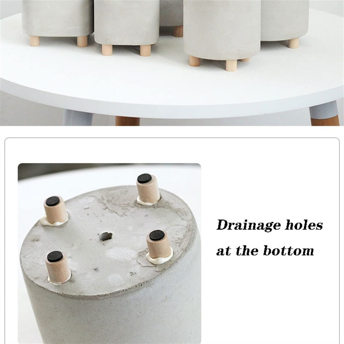 ENGENDER Flower Pot Simple Cement Flower Pot High-Footed Succulent Flower Pot Creative Desktop Green Plant Pot Small Potted Plant Planter (Color : Square)