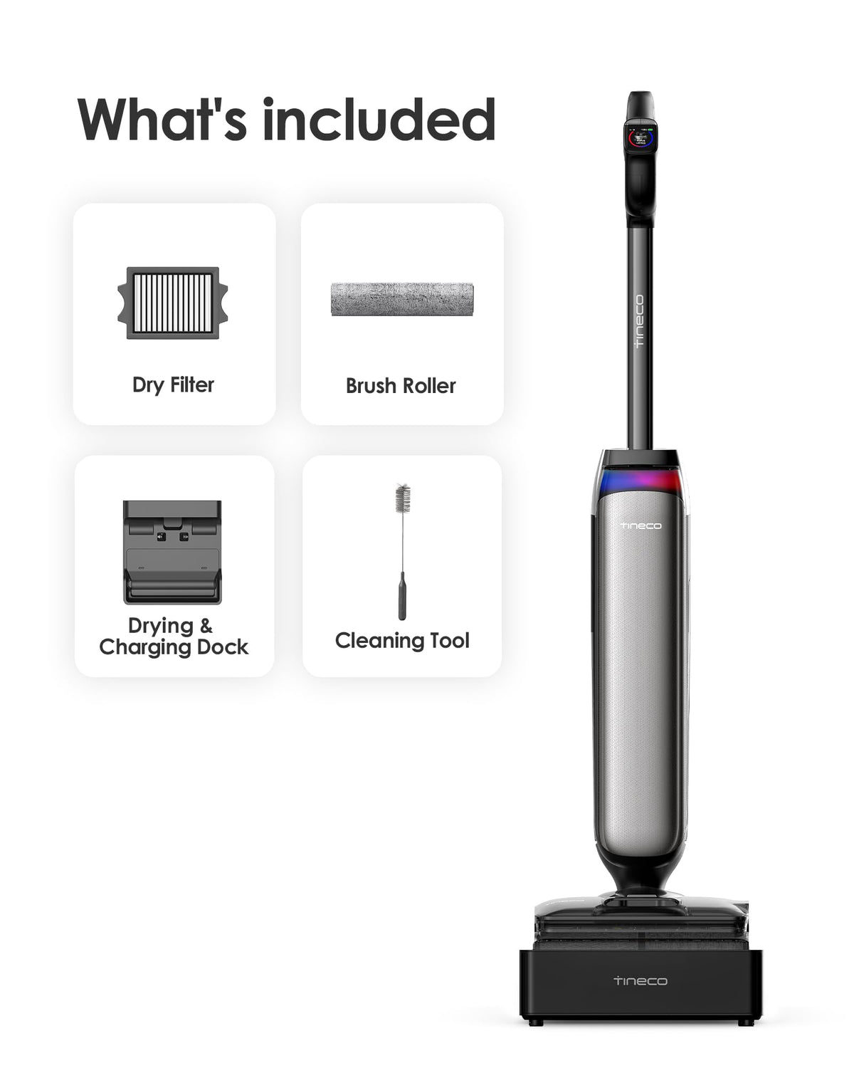 Tineco Floor One S9 Artist Steam Wet Dry Vacuum Cleaner, High-Temp Steam Cleaning, 22kPa Suction, 360° SmoothDrive, Anti-Tangle Design, 185°F Flashdry, Long Runtime, 180° Lay-Flat