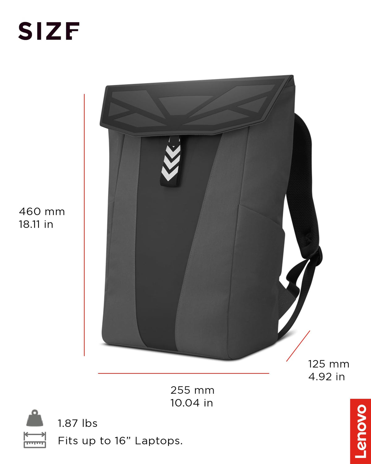 Lenovo Legion Gaming Backpack GB400 for Computers Up to 16 Inch - Lightweight Water Repellant Bag with Multiple Pockets, & Superior Valuables Protection for Gamers (Black)