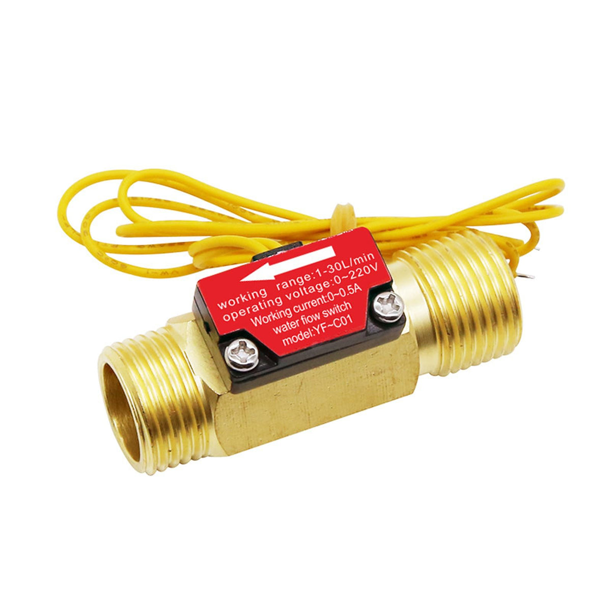 GREDIA G1/2" Hall Effect Liquid Water Flow Switch Control Flowmeter Counter Meter for Humidifier Water Dispenser Shower Water Heater Copper BSP Male Thread 1-30L/Min