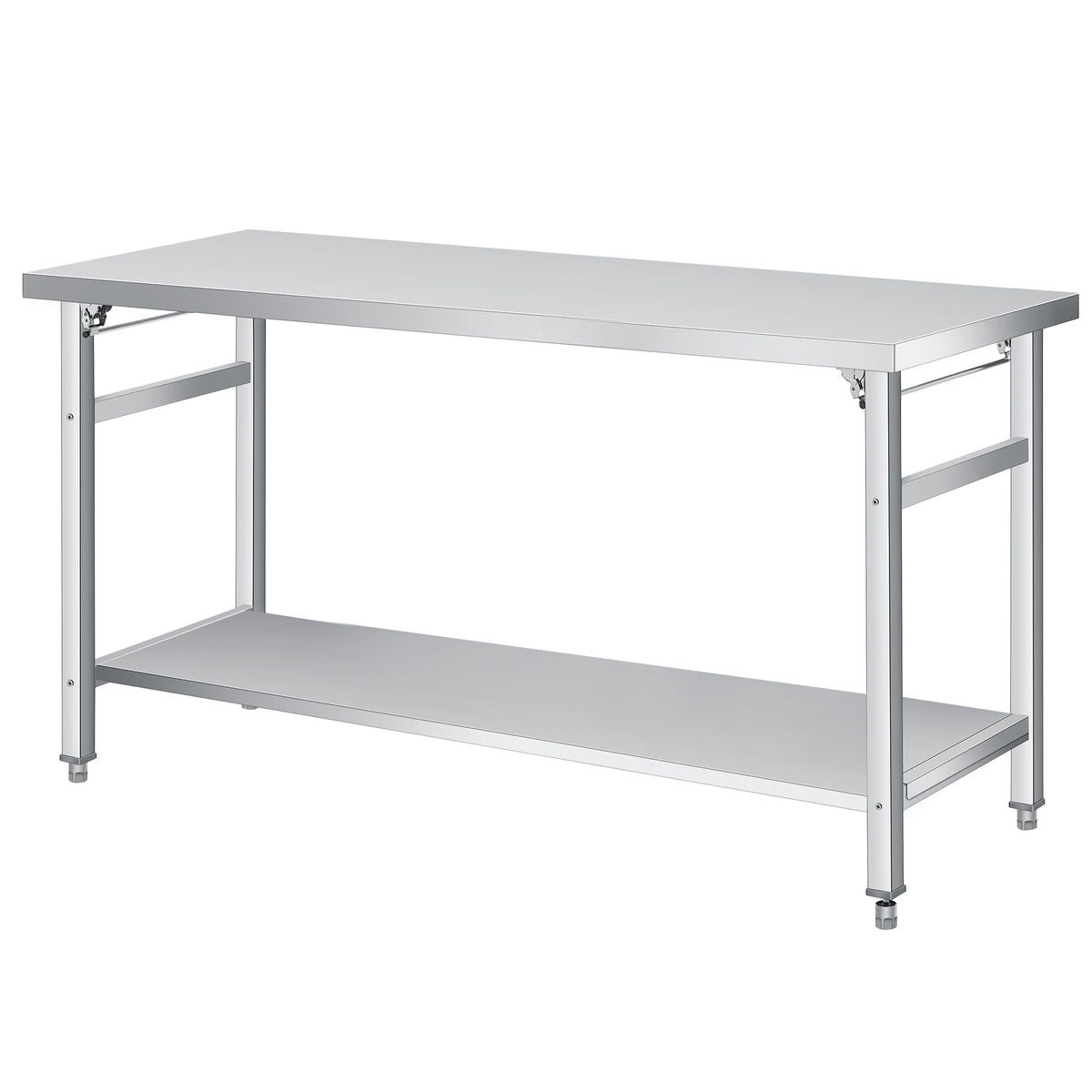 GAOMON 60" Folding Stainless Steel Table, 920 LBS Commercial Worktable Workstation with Undershelf for Prep & Work, NSF Stainless Steel Kitchen Island for Home Kitchen Restaurant Garage Warehouse