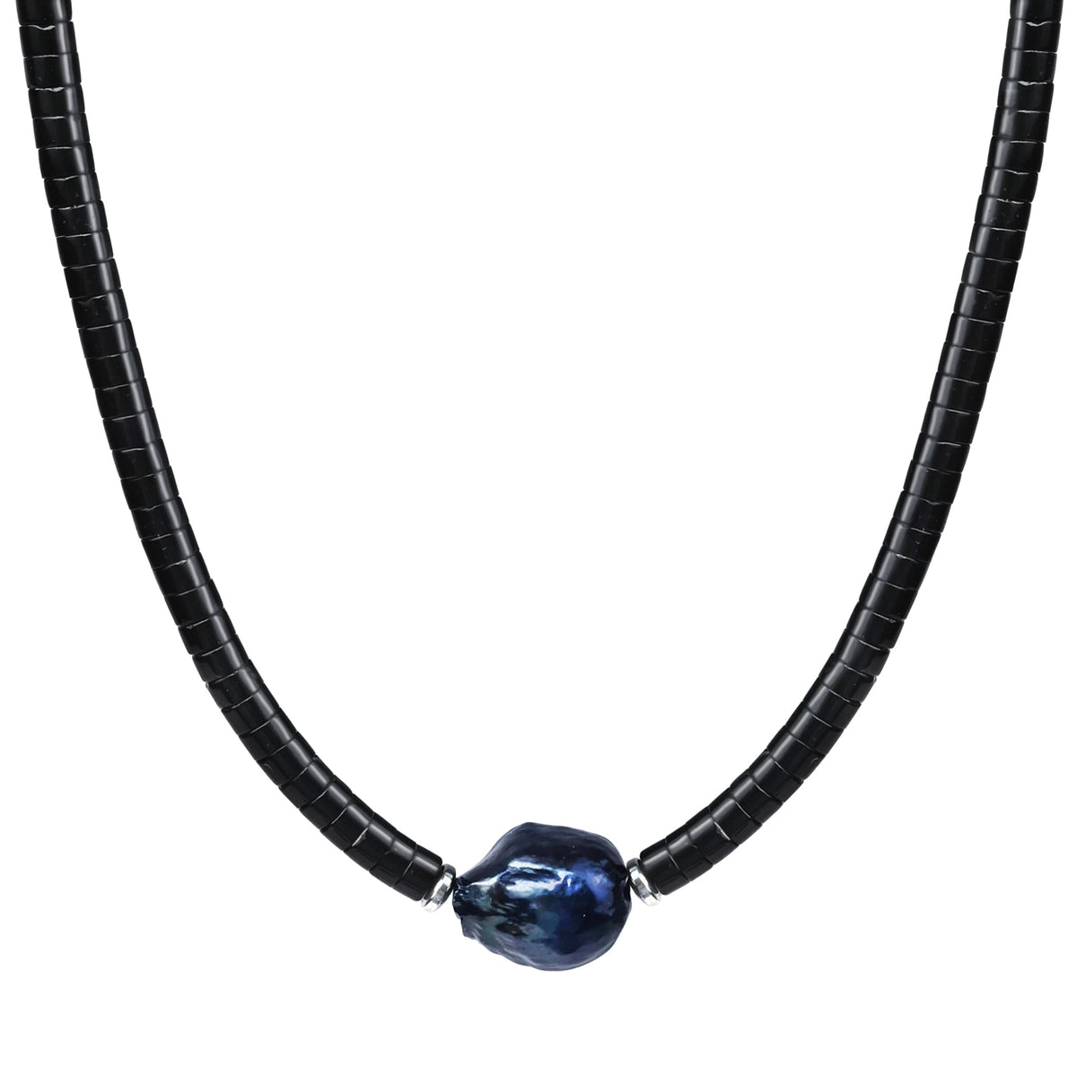 TIYO Mens Necklace Black Pearl Pendant Men’s Beaded Necklace for Men Jewelry Beach Surfer Necklaces for Fathers, Boyfriend, Husbands Gifts (01 black, 18")
