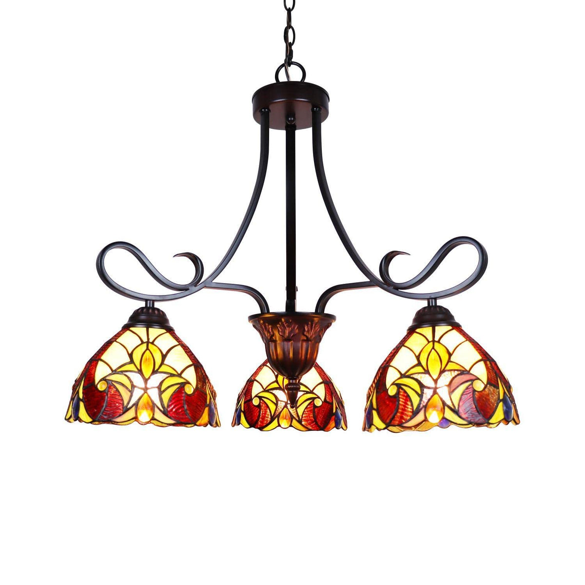 Chloe Lighting Adia Mini Chandelier 3 Light Dark Bronze 25in Wide Multicolor Glass Model CH38632AV25-DD3