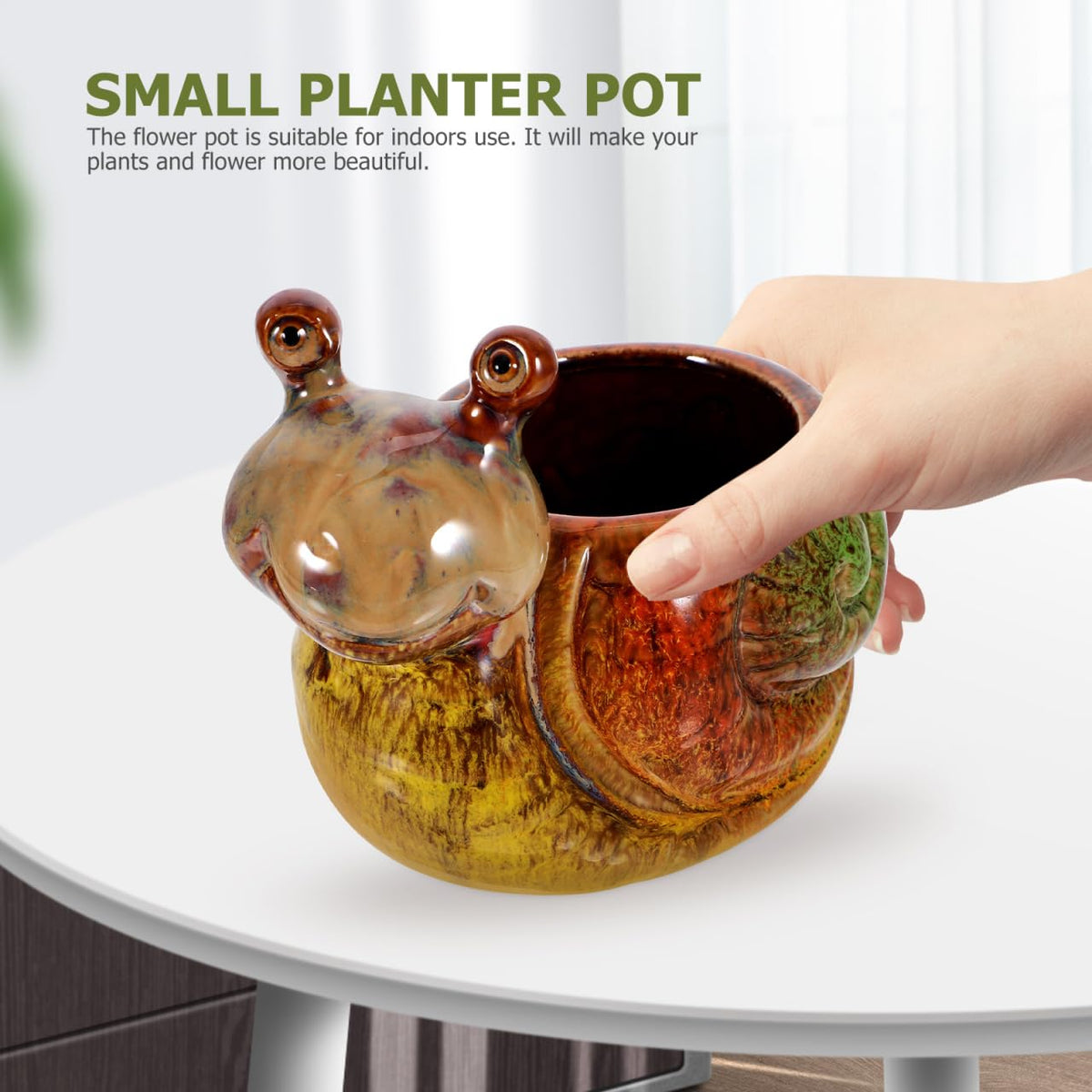 OFFSCH Snail Flowerpot Decorative Resin Planter 5.90X5.11X3.34In Indoor Outdoor Succulent Pot for Home Garden Balcony Tabletop Decor