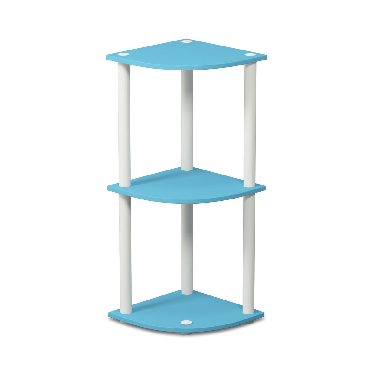 Furinno TURN-N-TUBE Corner Shelf, 3-Tier Corner Bookshelf, Display Storage Shelves with Open Shelves, for Organization and Storage, Living Room, Home Office, Garage, Light Blue