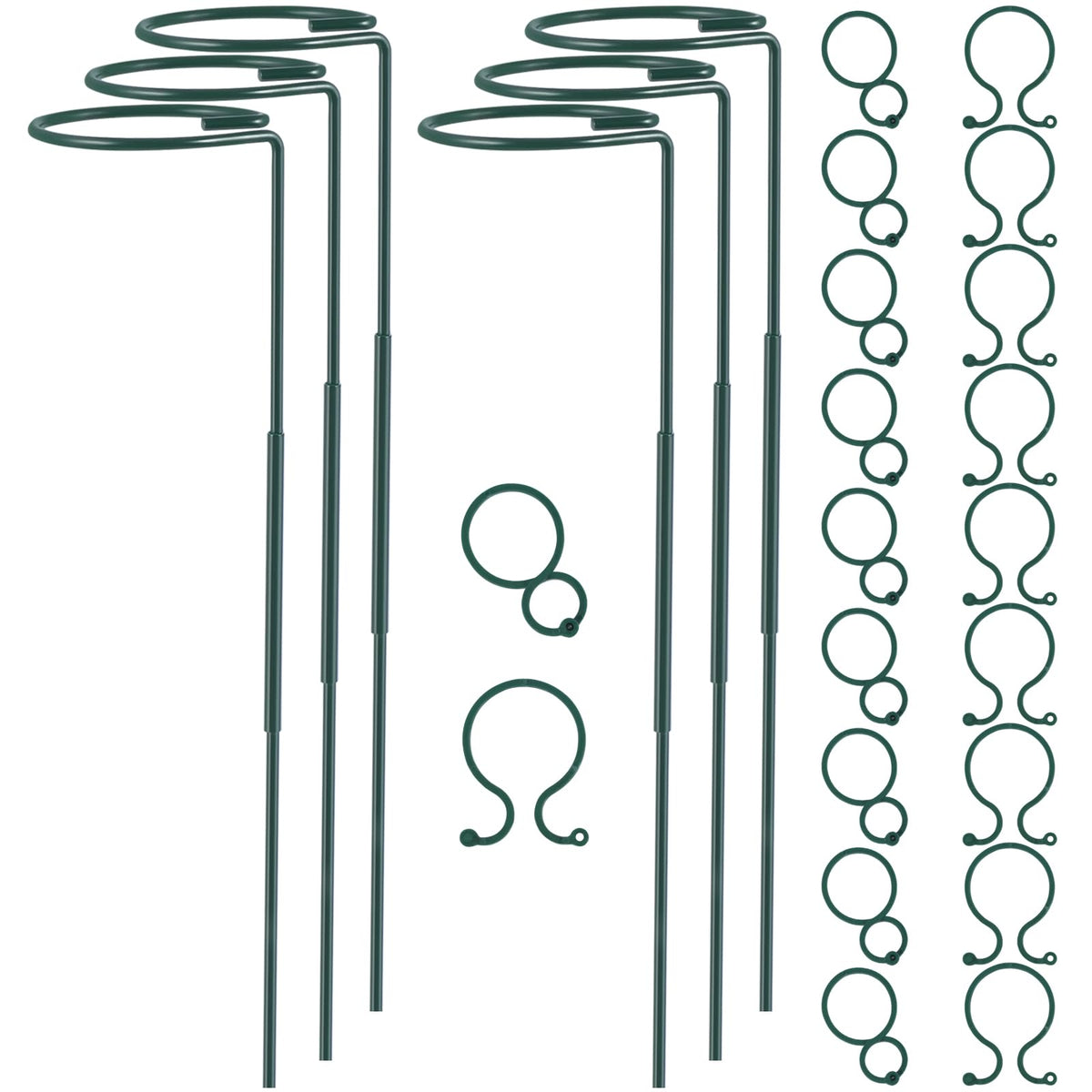 Plant Stake Support - 6 Pack Adjustable Height 16" or 30", Garden Support Stake Plant Cage Support Rings, Single Stem Plant Support Stakes, for Flowers Amaryllis Tomatoes Peony Lily Rose (30inch)