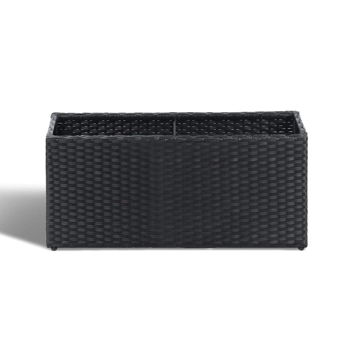 SUNNYPARK Black Rectangular Planter Box All-Weather PE Rattan Large Modern Planters with Removable Liner Indoor Outdoor Decorative Flower Pot for Patio, Balcony, Garden
