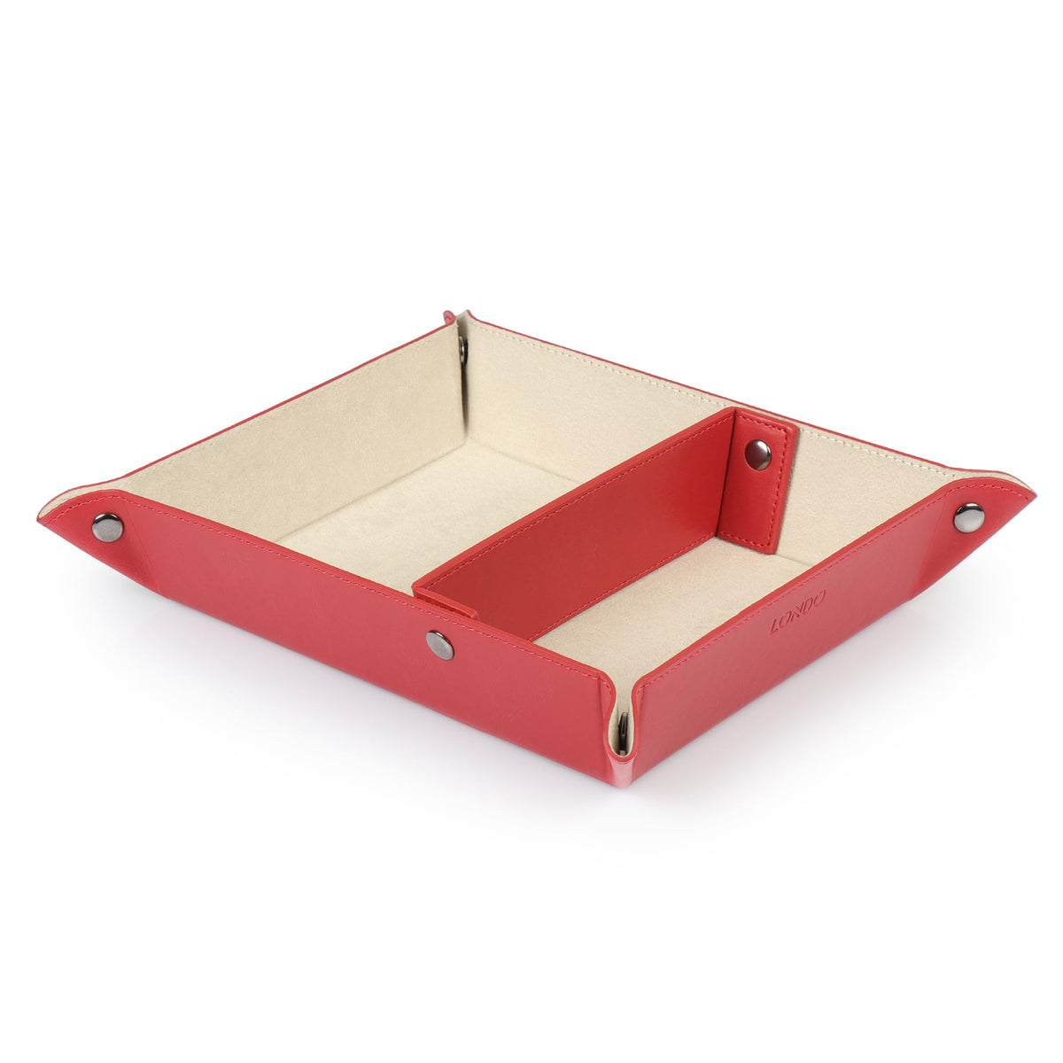 Londo Leather Tray Organizer - Practical Lightweight Water Resistant Computer Table Desk Storage Box for Wallets, Watches, Keys, Coins, Cell Phones and Office Equipment