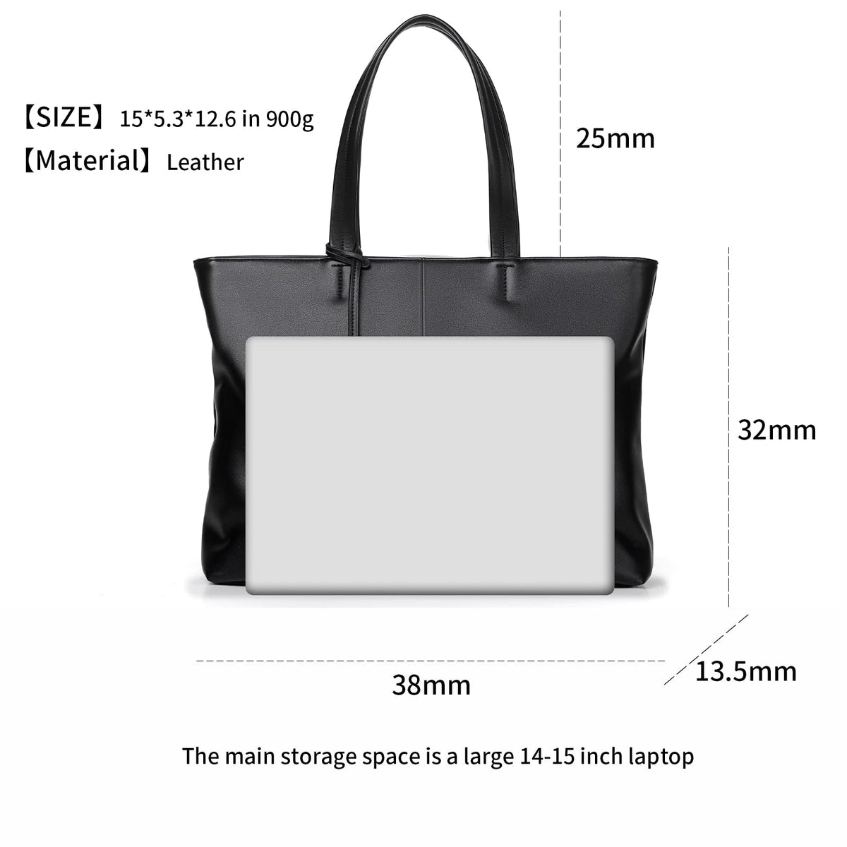 FSD.WG Men's Tote Bag,Business Bag, Leather Briefcase,Elegant Leather（PU）,Large Capacity,Black