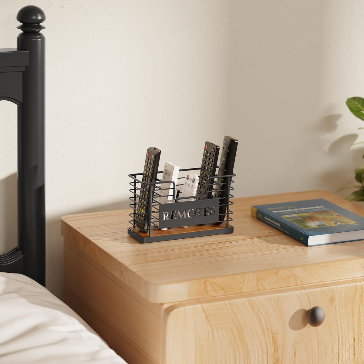 GIGIFTREE Remote Control Holder, 5-Slot TV Remote Holder Wall Mount, Universal Remote Caddy Large Size Design for Wall Table Living Room Bedroom, Easy Installation, Brown
