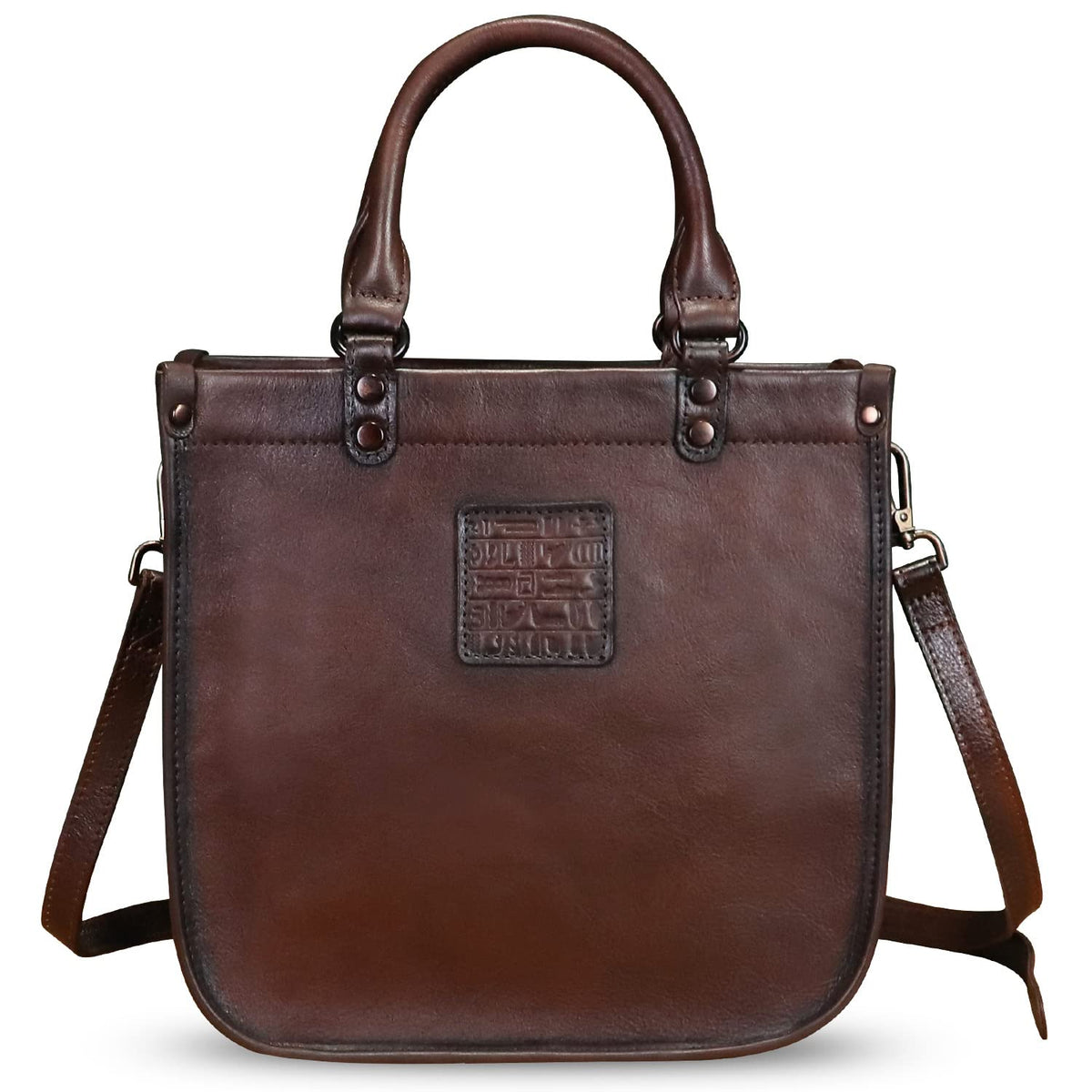 Genuine Leather Top Handle Handbag Purse for Women Vintage Over the Shoulder Bag Handmade Crossbody Satchel (Coffee) Medium