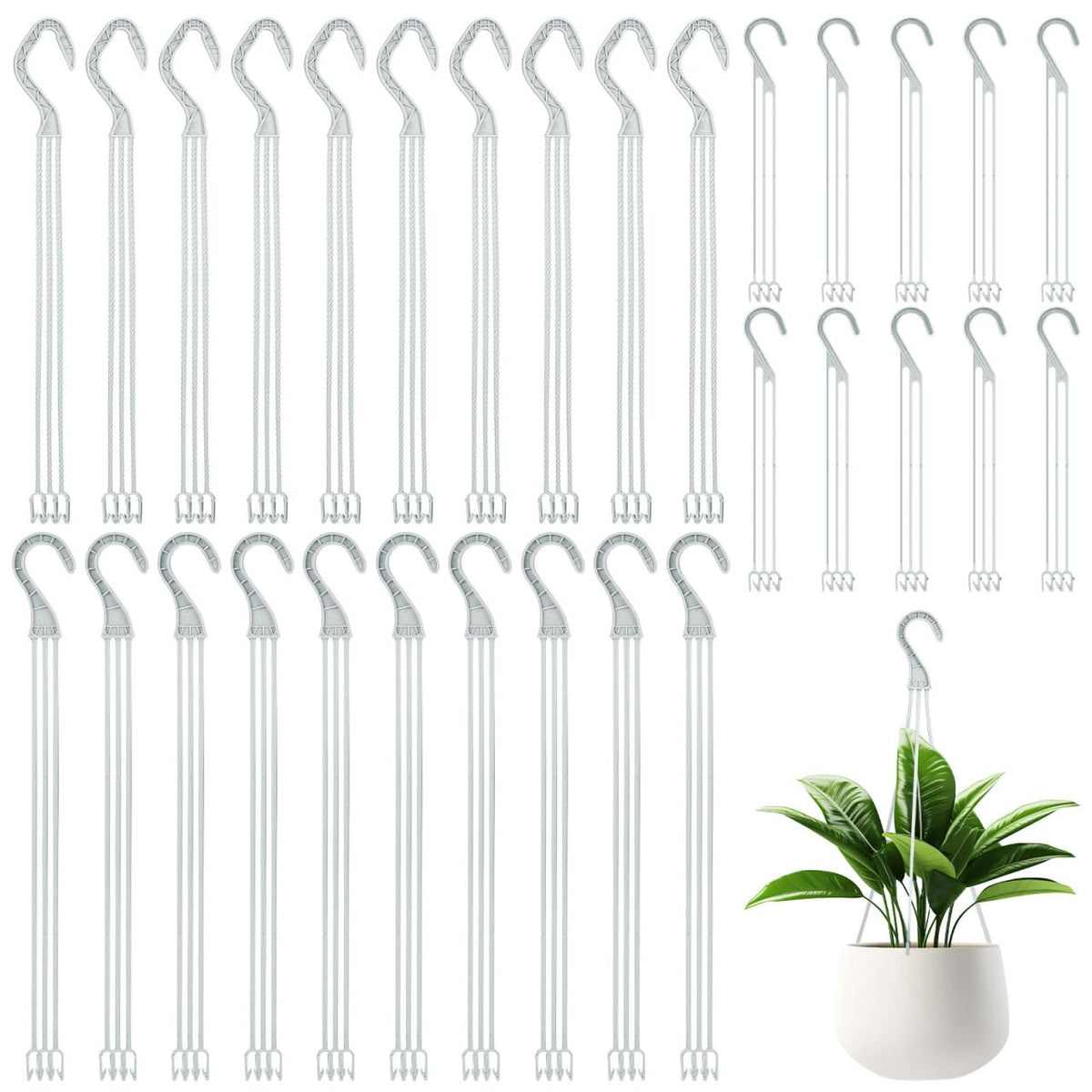 DOITOOL 30PCS Hanging Basket Chains 15.33''+14.15''+9.24Inch Plant Chains with Hooks Replacement Plant Hangers 3 Different Sizes Plastic Hangers for Hanging Baskets Bird Feeders,Planters,Lanterns