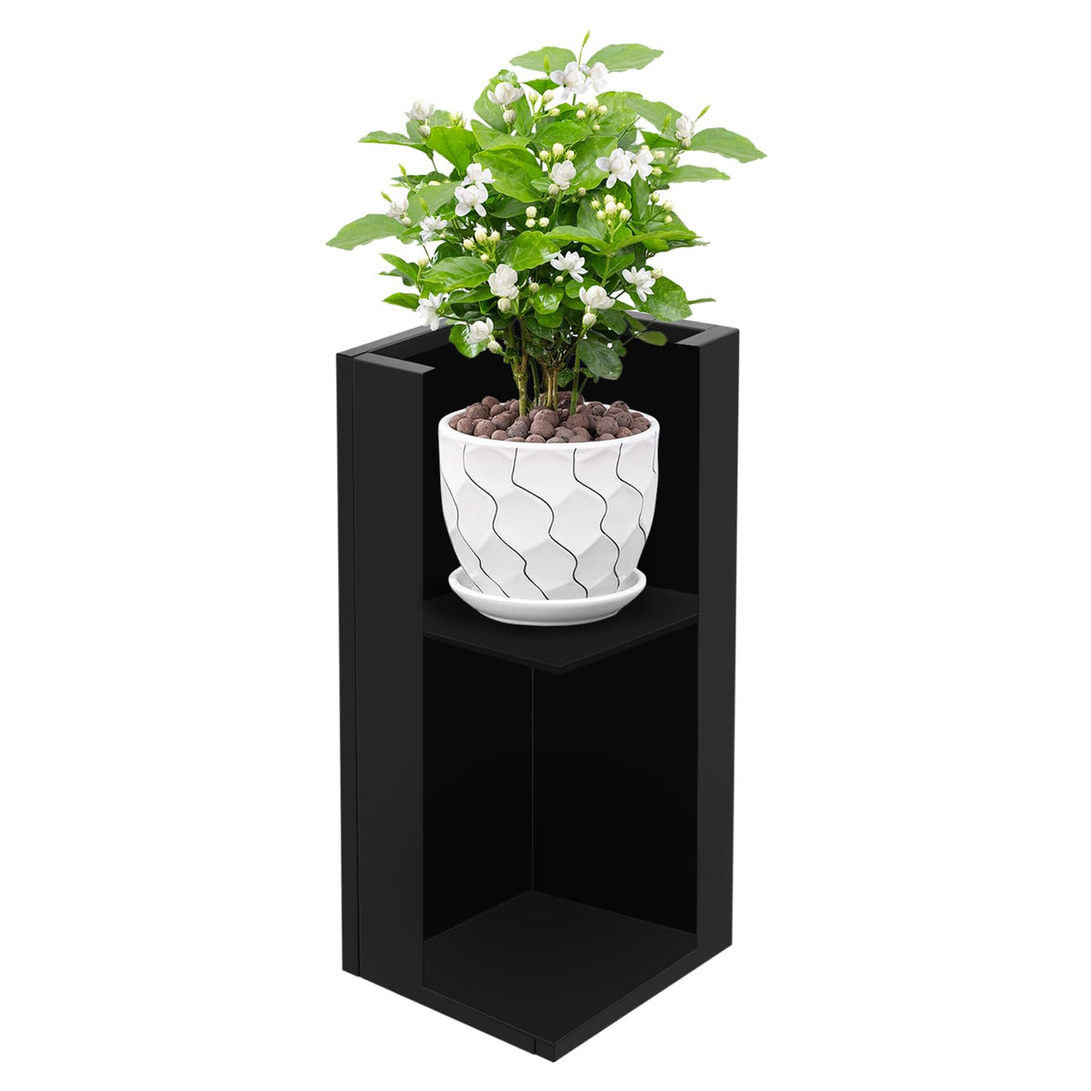 Pinelicorn Black Rectangular Planter with Removable Insert Shelf 12" L x12 W x 30" H, Cube Metal Planters Pot with Drainage Holes, Heavy Duty Steel Flower Pots for Patio, Yard, Garden