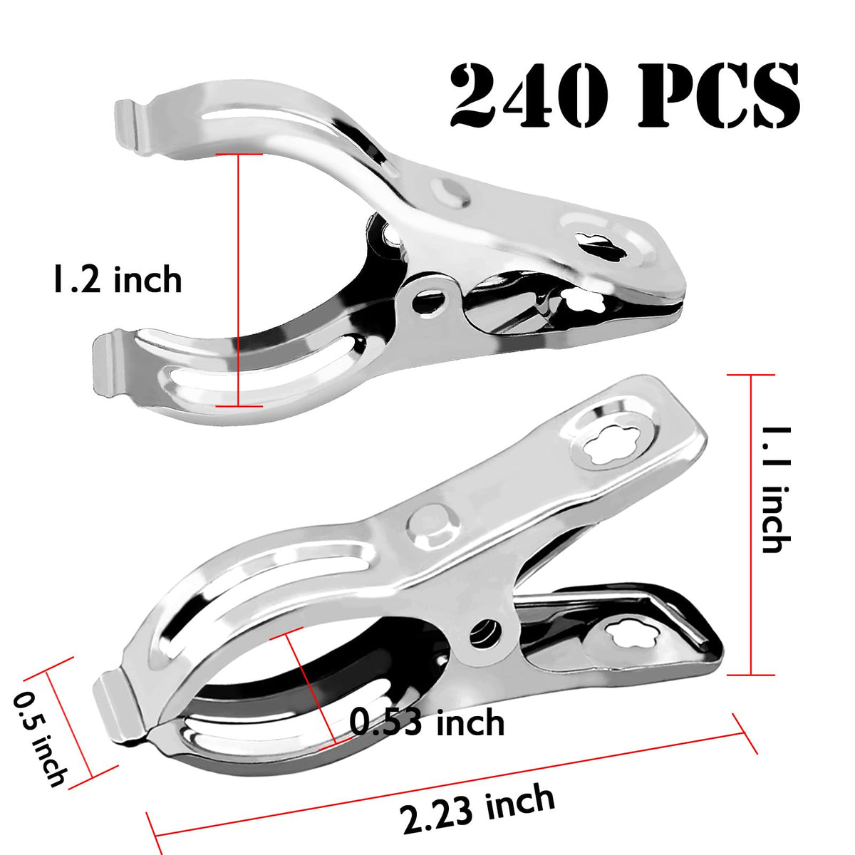 BESTEEL Upgraded 240 PCS Garden Clips, Greenhouse Clamps 100% Stainless Steel Heavy Duty Greenhuose Clips for Netting - Strong Grip to Hold Down Shade Cloth or Plant Cover on Garden Greenhouse Hoops