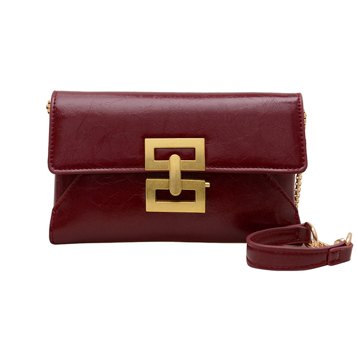 GRUMOTA Mini Burgundy Crossbody Envelope Bag for Women,Vintage PU Leather Clutch Purse, Small Evening Handbags(Wine Red)