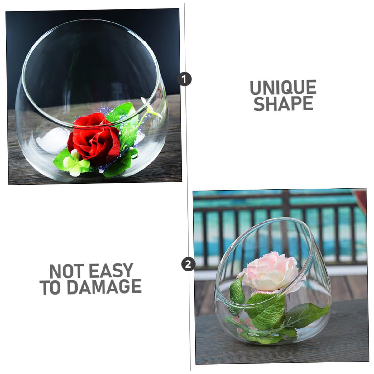 Healeved 3pcs Slant Cut Glass Bottle Micro Landscape Succulent Vase Set, Ecological Desk Terrarium Decoration for Home and Office