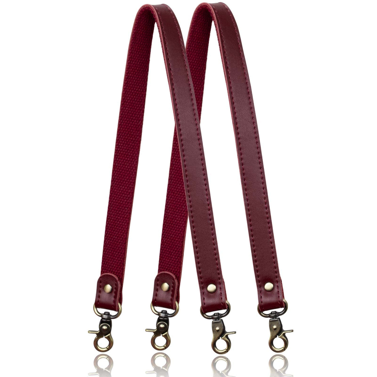 Allzedream Genuine Leather Purse Strap Sewing Canvas Replacement Handbag Shoulder Bag 2 Pcs (Wine Red)