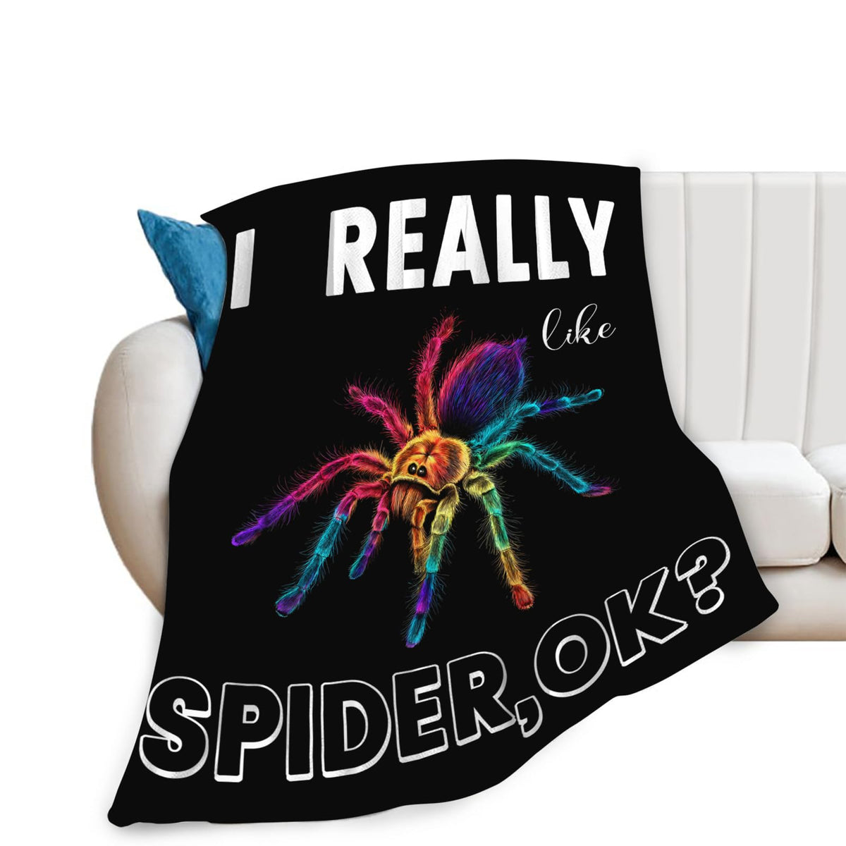 Funny Goth Throw Blanket, Spider Fleece Blanket for Couch Bed Sofa, Cozy Room Decor Gifts for Teens Women 50"X40"