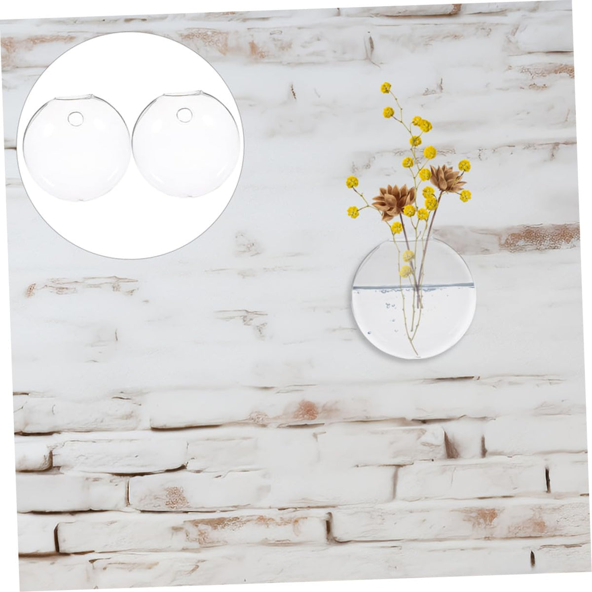 Uonlytech 6pcs Wall Hanging Glass Terrarium Planter Transparent Hydroponic Vase for Indoor Plants Space-Saving Decorative Flower Jars for Home Office Bathroom