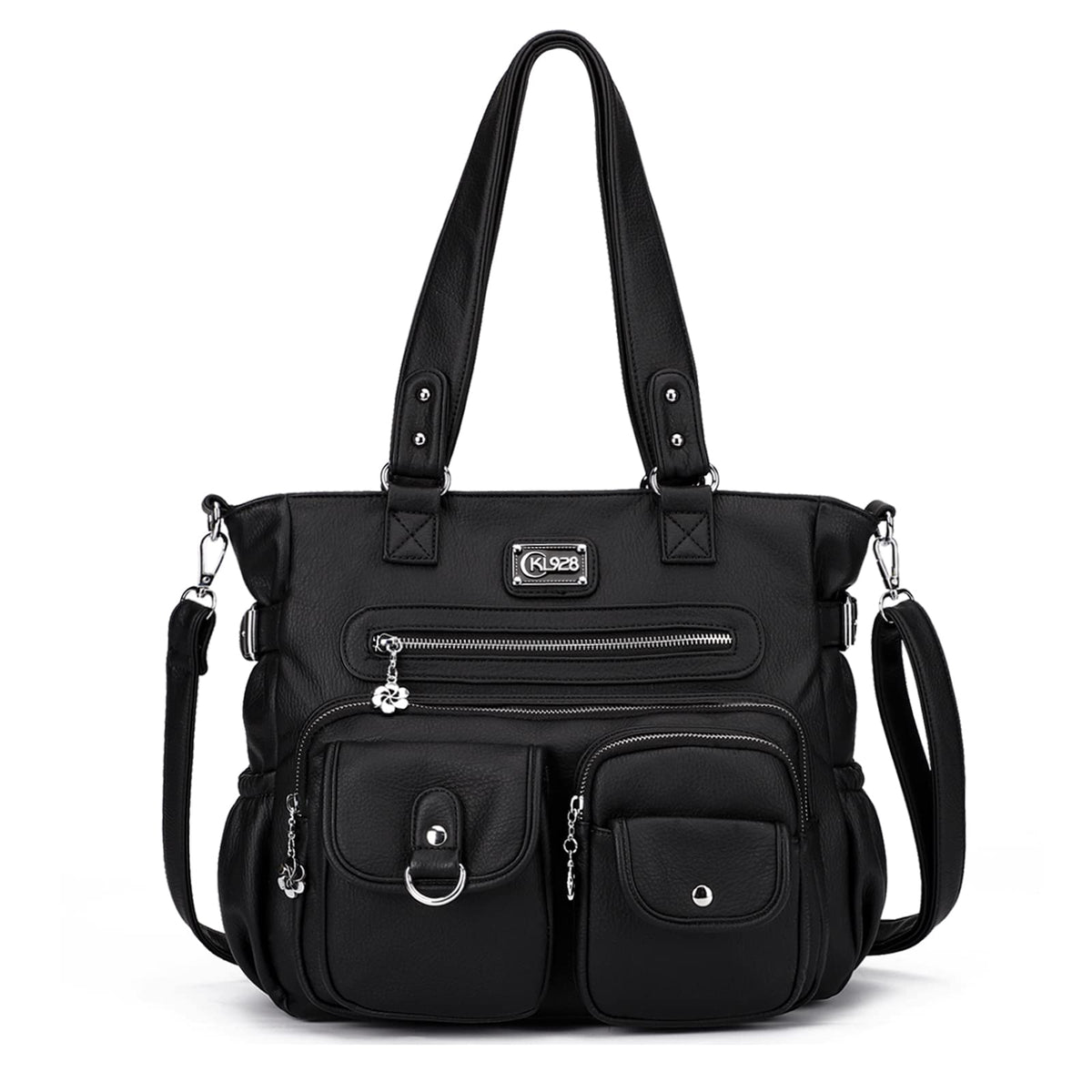 KL928 Large Purses for Women Shoulder Bag Tote Handbags Stylish Vegan Leather Hobo Bags Ladies, A-Black-4