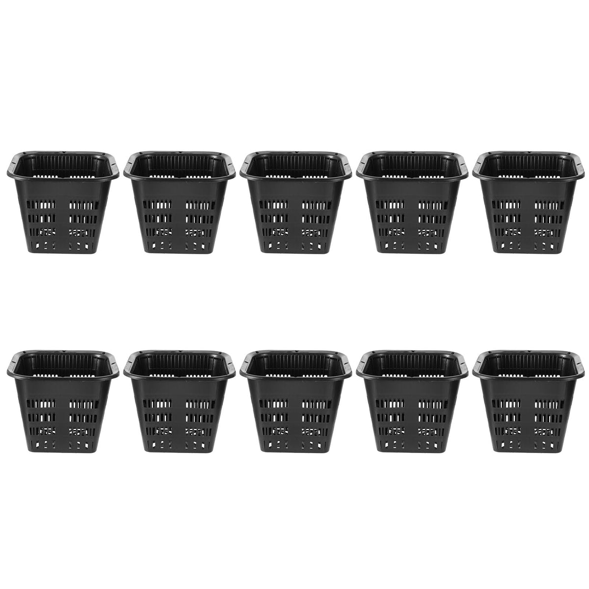 Cabilock 10-Pack 5.5 Inch Square Root-Control Pots – Thickened Plastic Slotted Net Pots for Hydroponics, Air-Pruning Nursery Holder for Orchids, Monsteras & Aroids (Black)