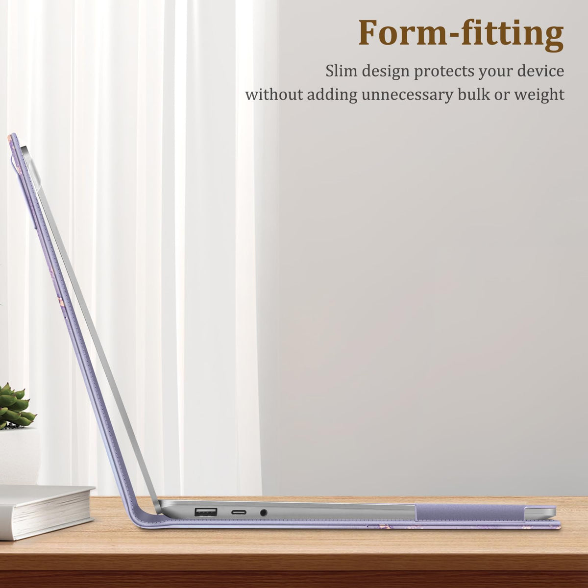 Fintie Sleeve Case for 13.8 Inch Microsoft Surface Laptop for Business 8, 13.8 Inch Surface Laptop 7, 13.5 Inch Surface Laptop 6/5/4/3/2 - Folio Book Cover with Large Pocket, Lilac Marble