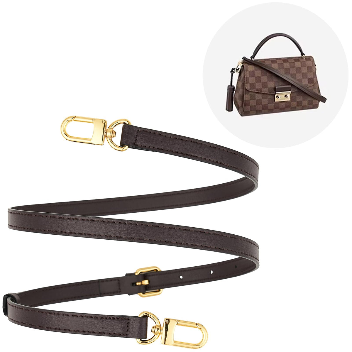 YAZHIMI Vachetta Leather Adjustable Crossbody Strap women crossbody leather purse strap (Coffee-width:0.59 inches(1.5cm))