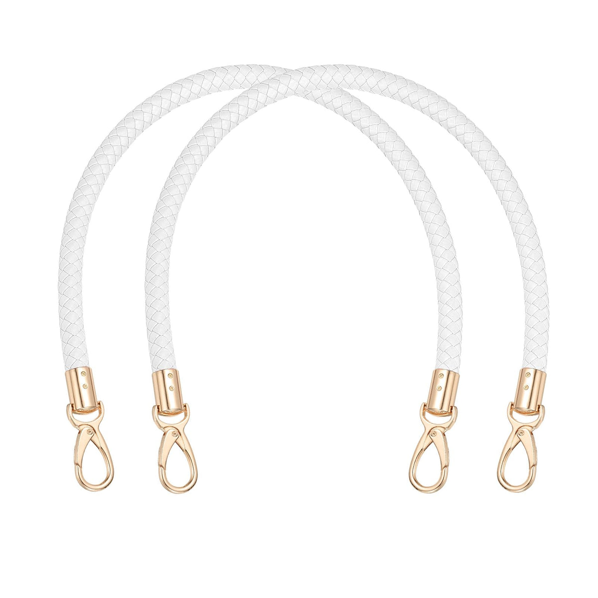 PATIKIL Braided Purse Straps 40cm / 15.7", 2 Pack PU Leather Handbag Handles Replacement with Gold Buckle for DIY Purse Handbag Tote Making Accessories, White