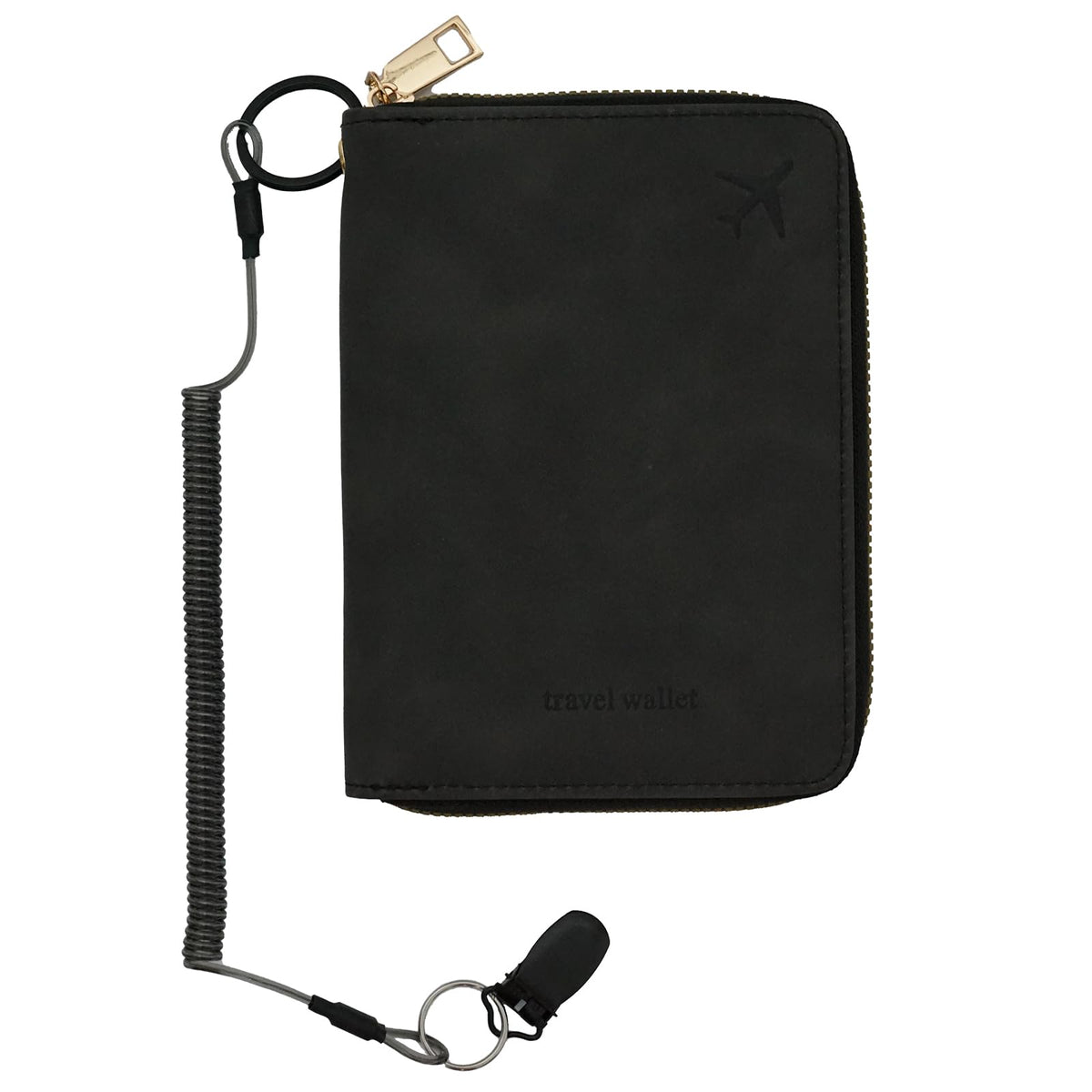 Passport Holder with Tether and Clip to Prevent Loss and Theft, Rfid Passport Holder for Travel, Passport Wallet, Passport Cover for Men and Women (Black - Tether and Clip)