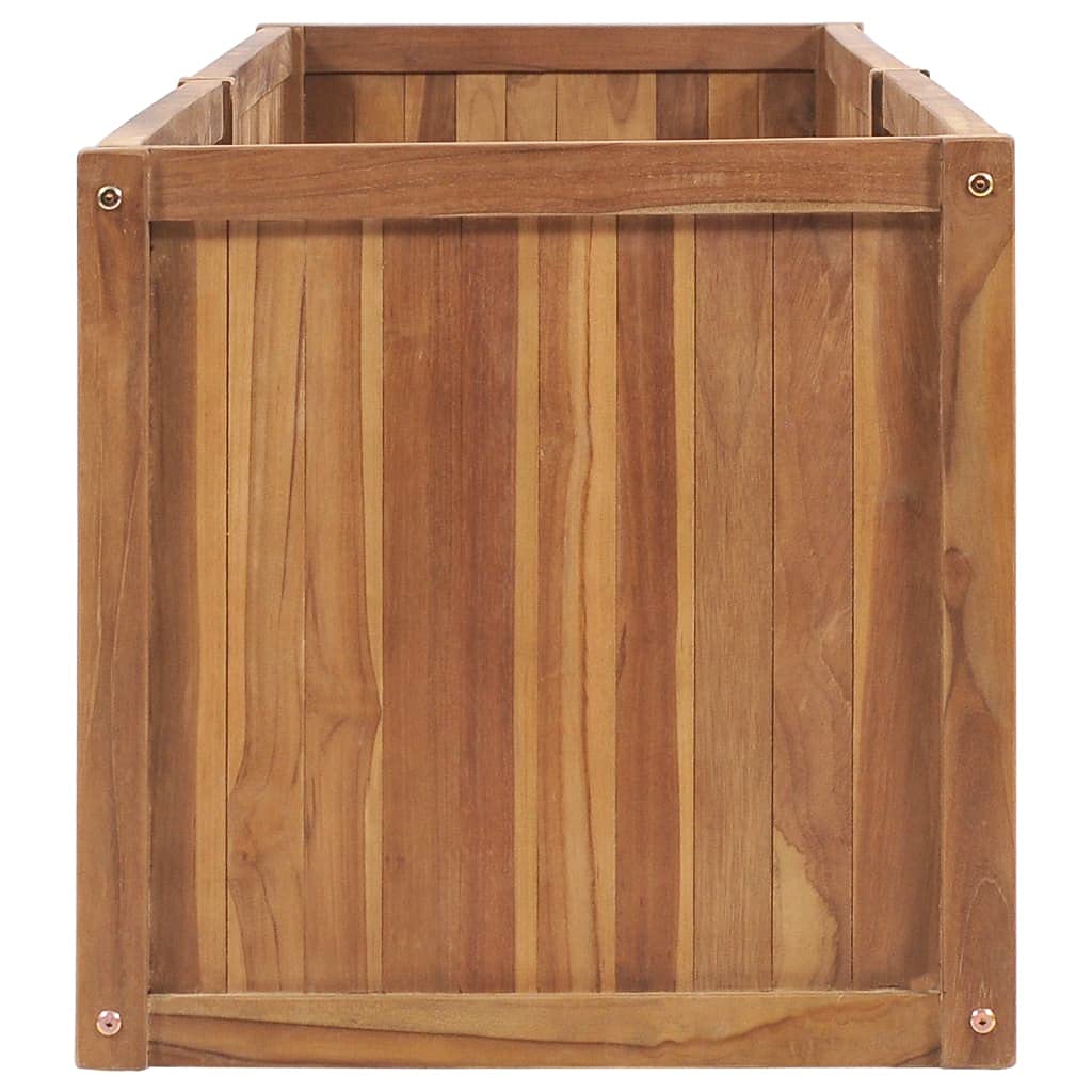 Teravane Large Outdoor Raised Bed Planter with Natural Teak Finish, Solid Wood Garden Flower Pots, Weatherproof Design for Vegetables and Succulents