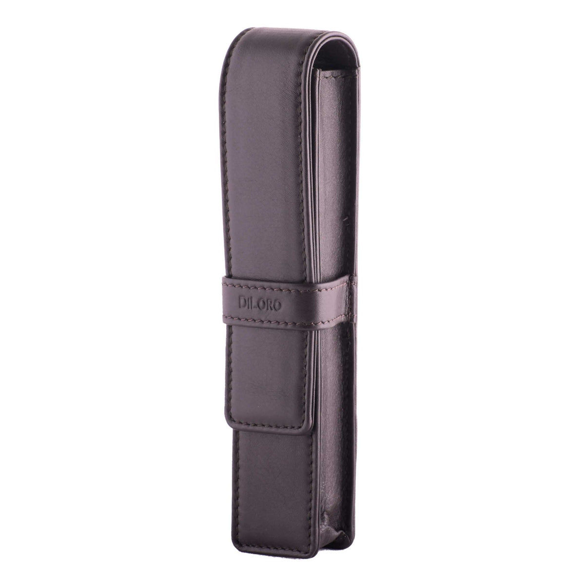 DiLoro Leather Single Pen Case Pencil Pouch Holder for One Fountain Ballpoint Rollerball Pen and Pencil (Brown)