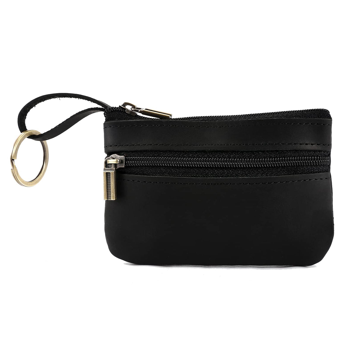 Coin Purse for Men,Coin Pouch with Zipper for Men Women,Genuine Leather Mini Coin Pocket Pouch Change Holder Mens Tray Purses Coin Purse Cash Change Wallet Key Holder Money Pouch