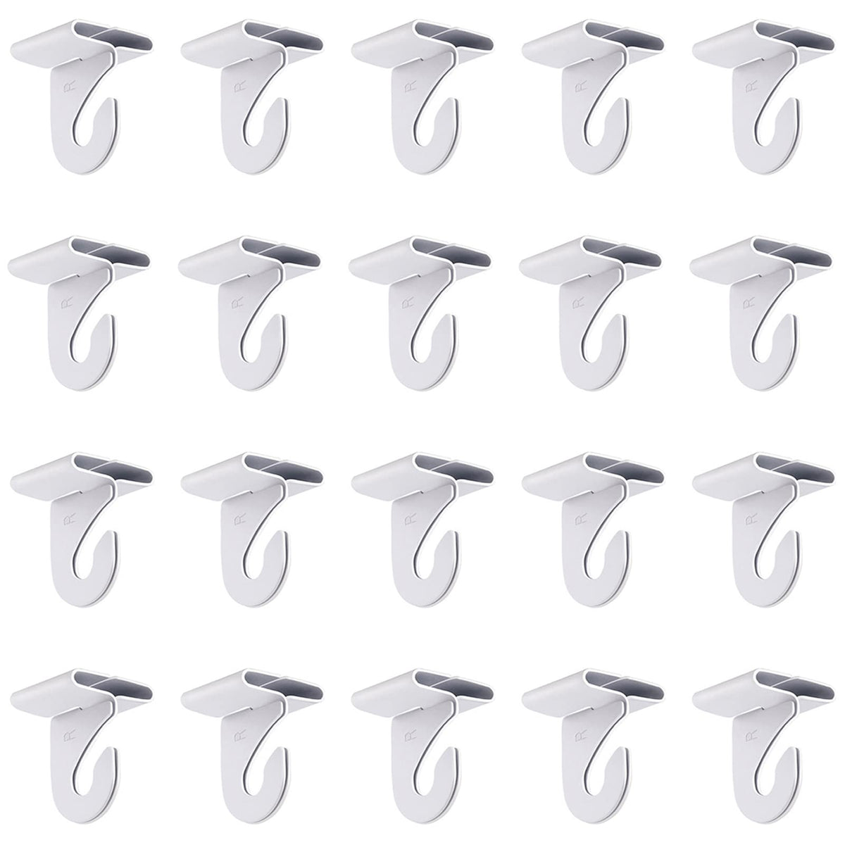 Gansita 20 Pair Drop Hooks for Hanging, White Heavy Duty Metal T-Bar Hooks, Suspended Ceiling Tile Hook Clips for Home, Classroom, Office & Decorations