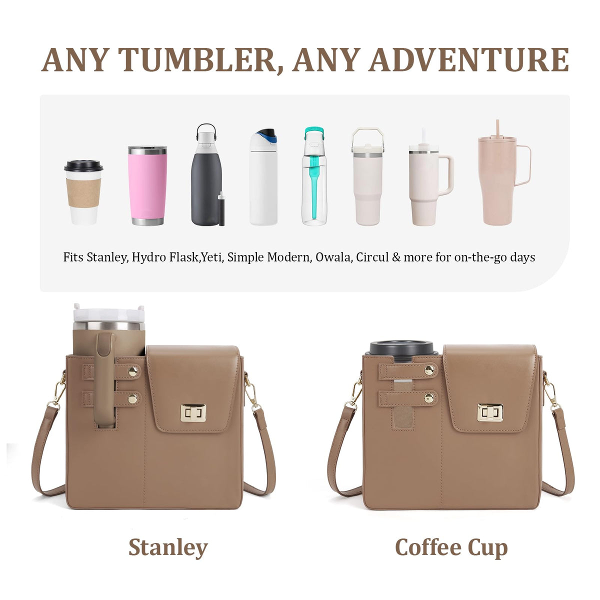 Stanley Purse Cup Holder Bag- Outdoor Portable Crossbody Bag for Stanley Cup Tumbler Purse