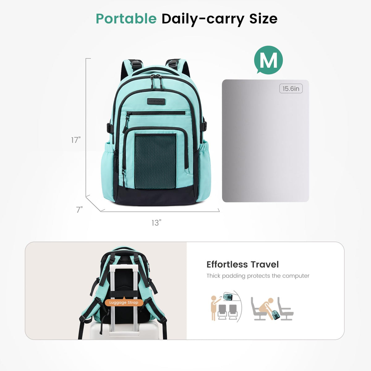 LOVEVOOK Laptop Backpack for Women with Cup Holder,15.6 Inch Work Teacher College Computer Backpack Bag with Chest Buckle Back Pad Shoulder Buckle,Waterproof Bookbag School Backpack for Girl Boy Teen