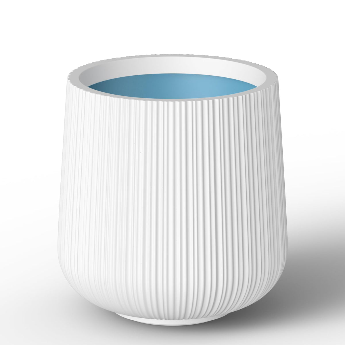 Kante 13.0" Dia Round Fluted Concrete Planter, White