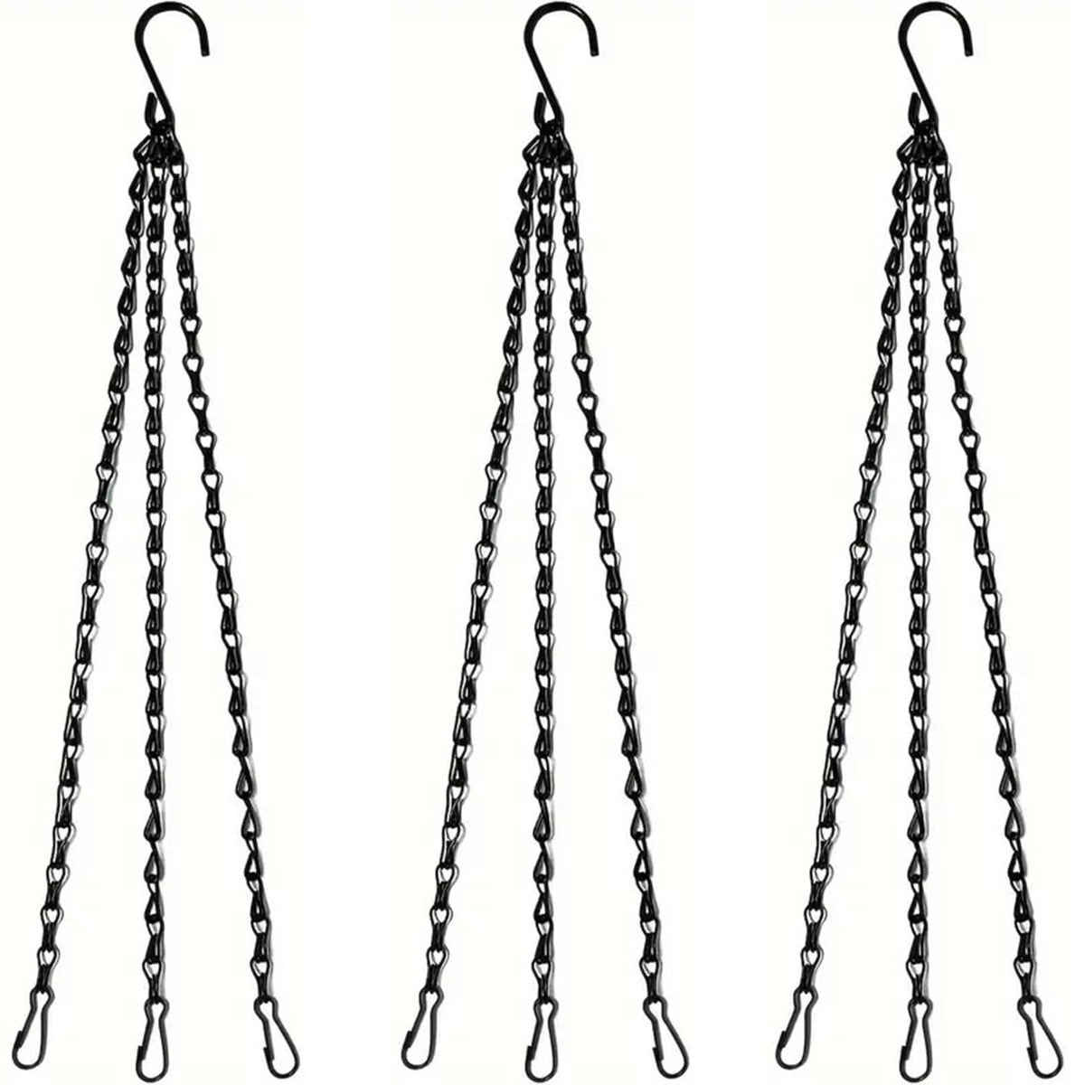 Tgpiao Hanging Basket Chain, 3 Sets Plant Hanger Metal Chains with Clips for Flower Pots, Planters, Bird Cage, Lanterns(Black) (Clips)