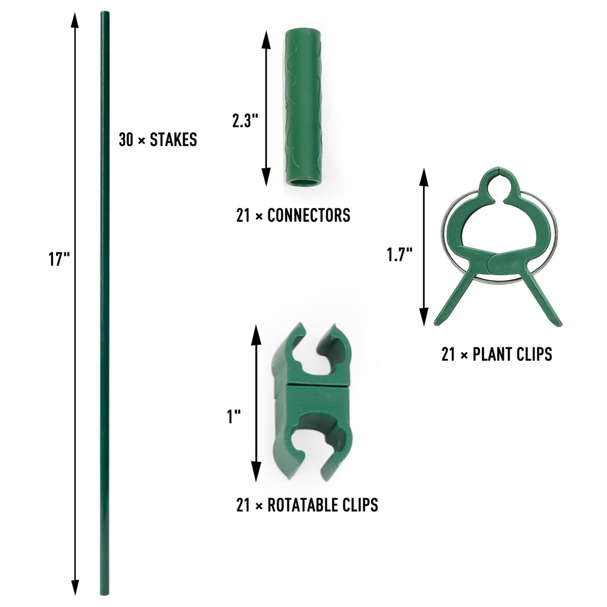 MAXPACE 93pcs Garden Stakes Kit: Includes 30 Sets of Fiberglass Plant Sticks Supports & Accessories for DIY 4ft, 5ft, 6ft, 7ft Stakes for Tomato, Vegetables, Indoor & Outdoor Gardening Supplies