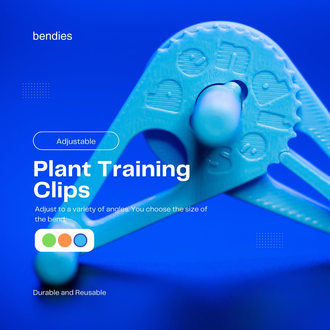 Bendies LST Plant Training Clips 50 Pack Blue - v2.0 Adjustable Low Stress Support Clips for Stem Bending, Grow Tent, Plant Ties & Gardening Accessories