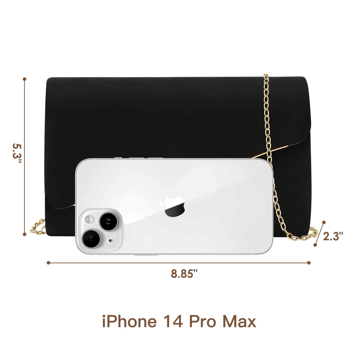 CurvChic Clutch Purses for Women Evening Bag Faux Suede Formal Party Wedding Cocktail Prom(Black)