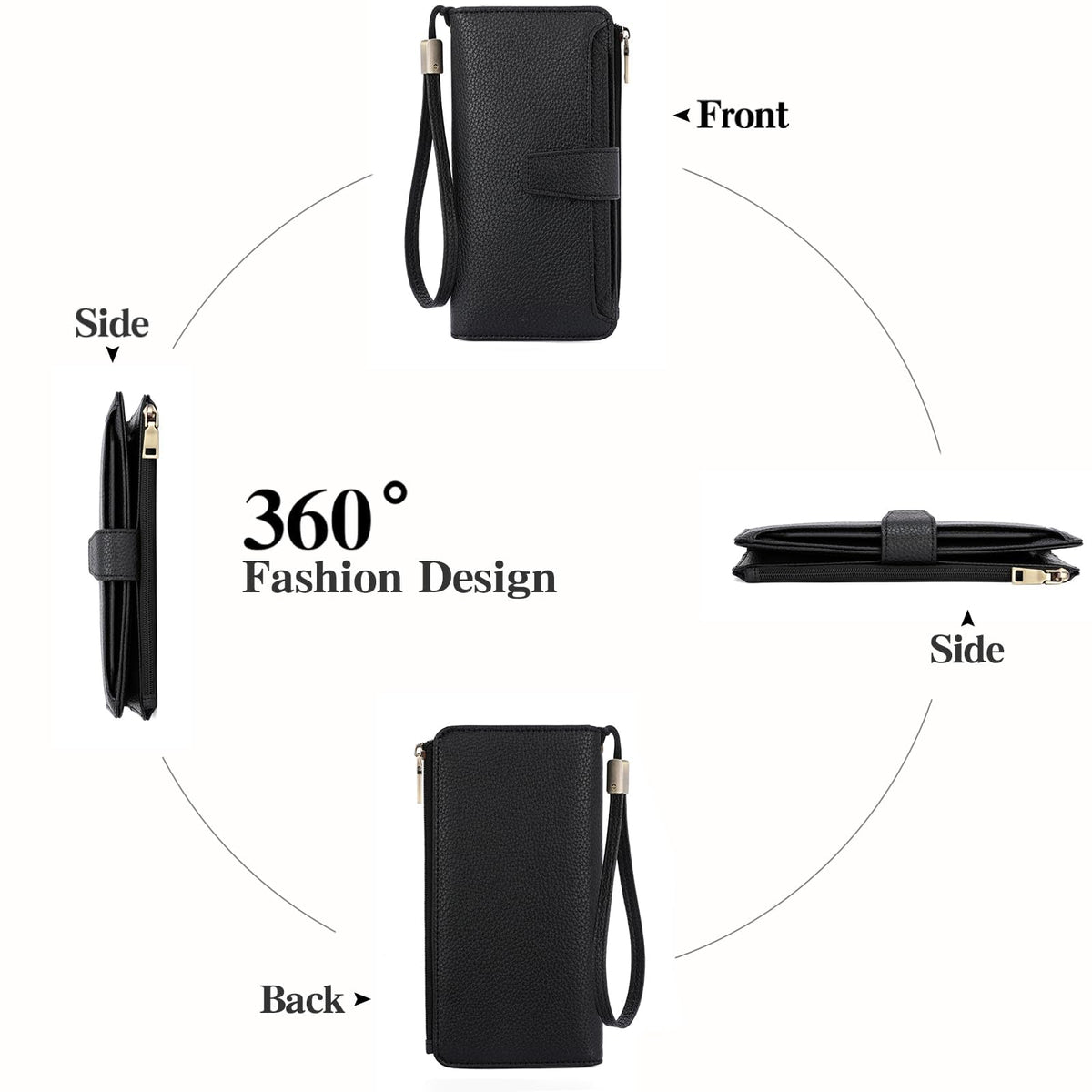 GAEKEAO Women Wallet RFID Blocking Leather Bifold Compact Card Holder Ladies Travel Wallet Purse, Large Capacity Wristlet