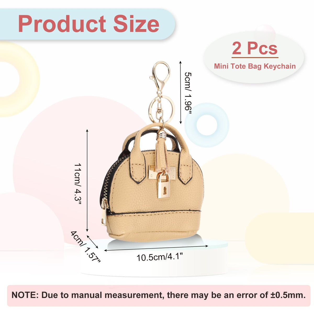 PATIKIL Mini Tote Bag Keychain, 2 Pcs Cute Coin Purse Keychain PU Leather Backpack Purse Key Chain Little Cosmetic Bag Keychains for Women Makeup Card Data Cable, Earthy Yellow