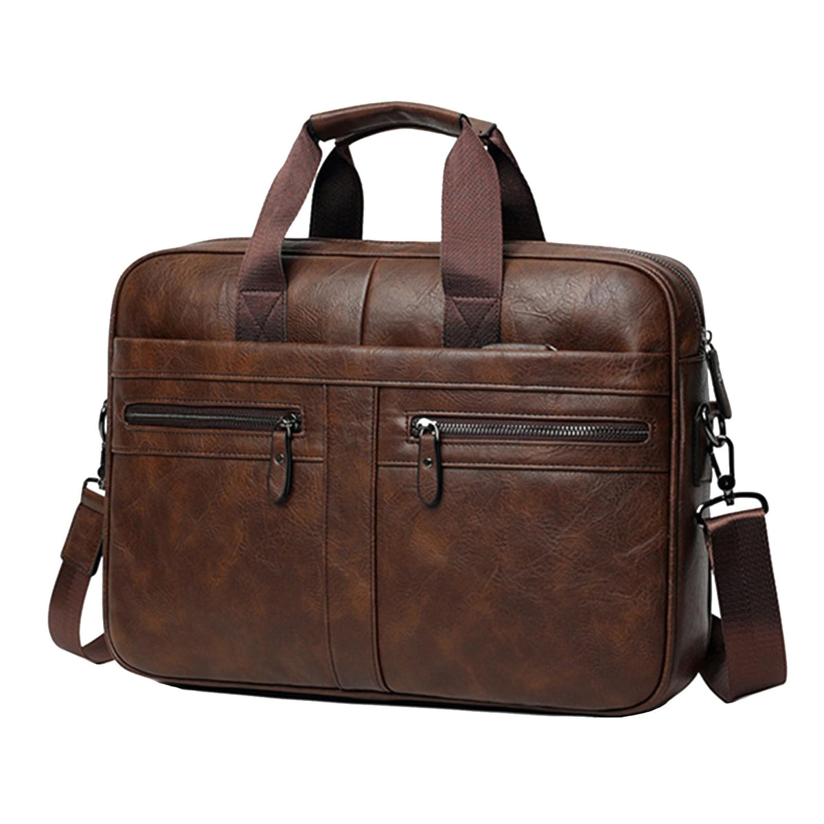 Henmifyer Men's Leather Messenger Bag, Laptop Briefcase Business Satchel Computer (Brown, 16 inch)
