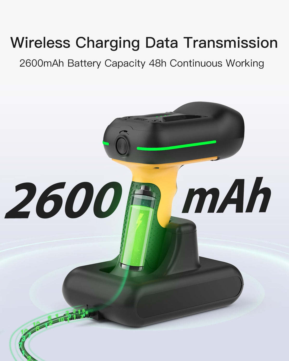 Inateck Industrial RFID Barcode Scanner Wireless, IP67 2D Bar Code Reader with Charging Cradle, Bluetooth/2.4G/USB Connection, 2600mAh Battery, APP SDK Support for Warehouse Inventory Management