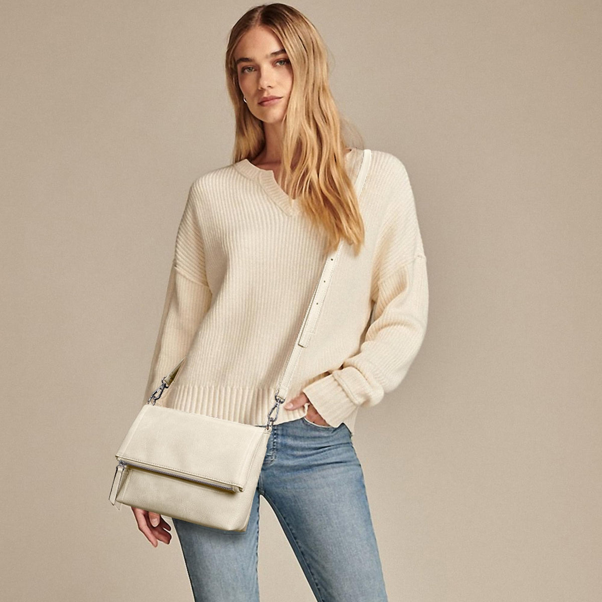 KALIDI Vintage Vegan Leather Crossbody Bag PU Shoulder Bag Handbag Multiple Pockets Adjustable Removable Strap Women