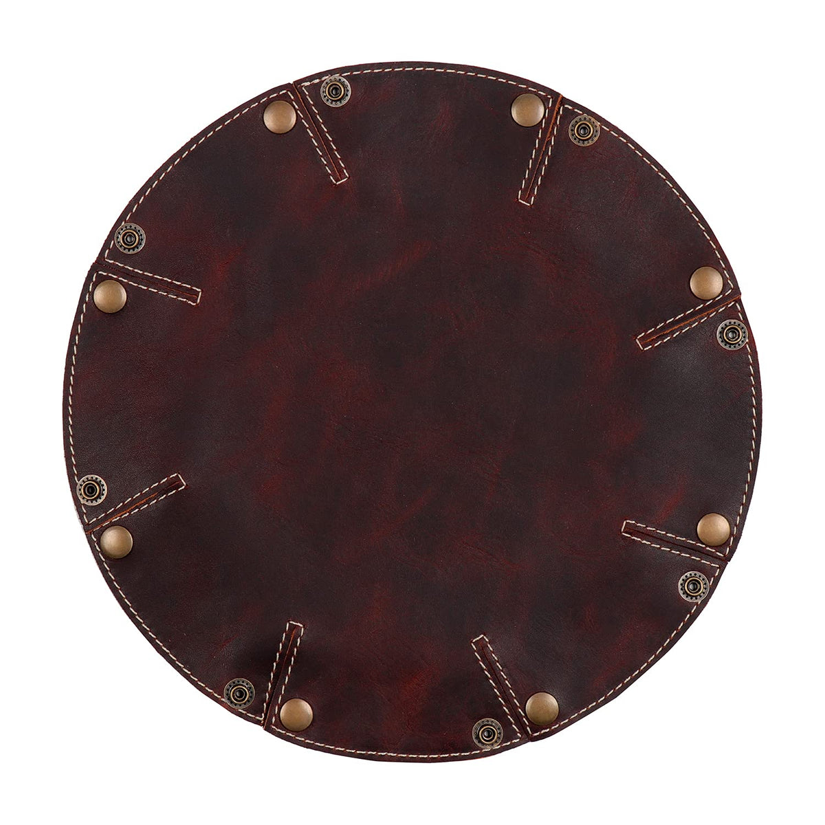 Londo Genuine Leather Round Tray Organizer - Practical Storage Box for Wallets, Watches, Keys, Coins, Cell Phones and Office Equipment