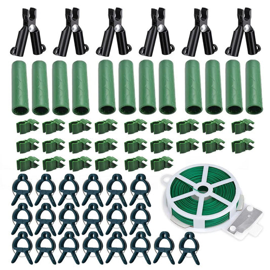 Garden Trellis Support Kit - Plant Clips & Stake Connectors, 7/16" Stake Extensions & Pipe Fixings