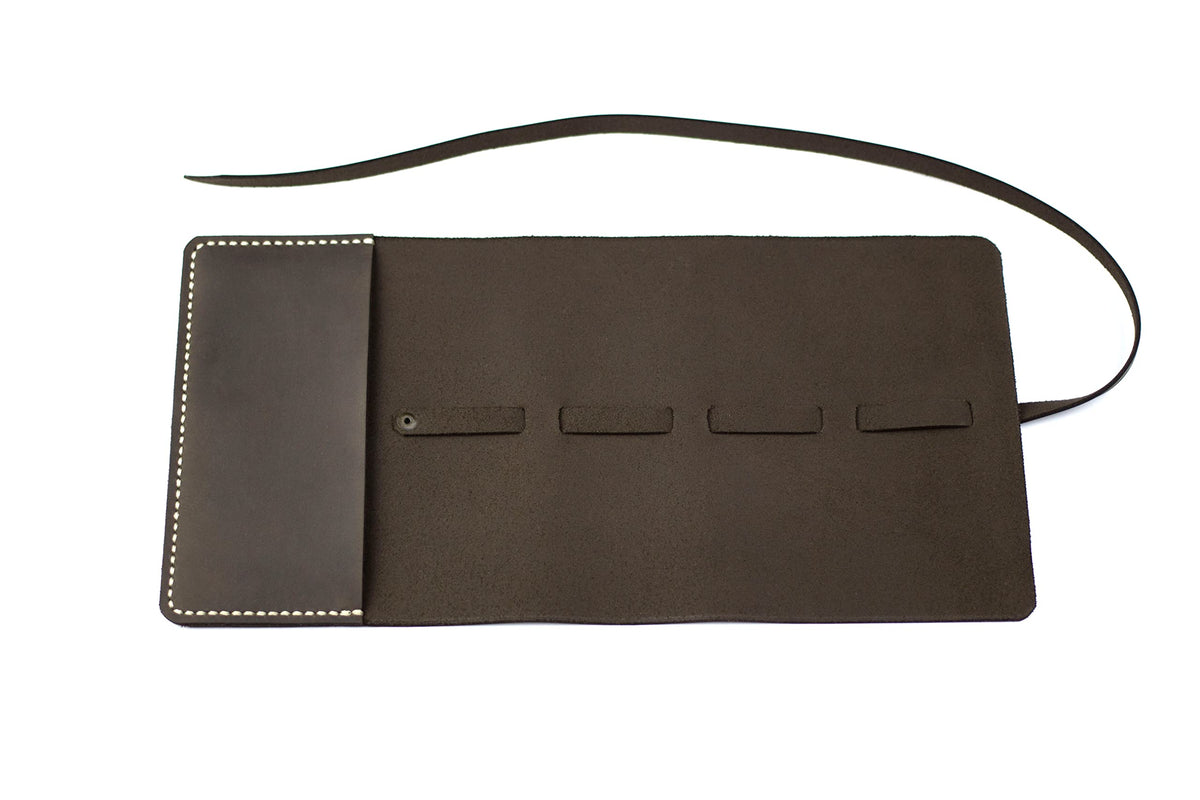 Leather Cord Organizer Wrap for Cables - Brown