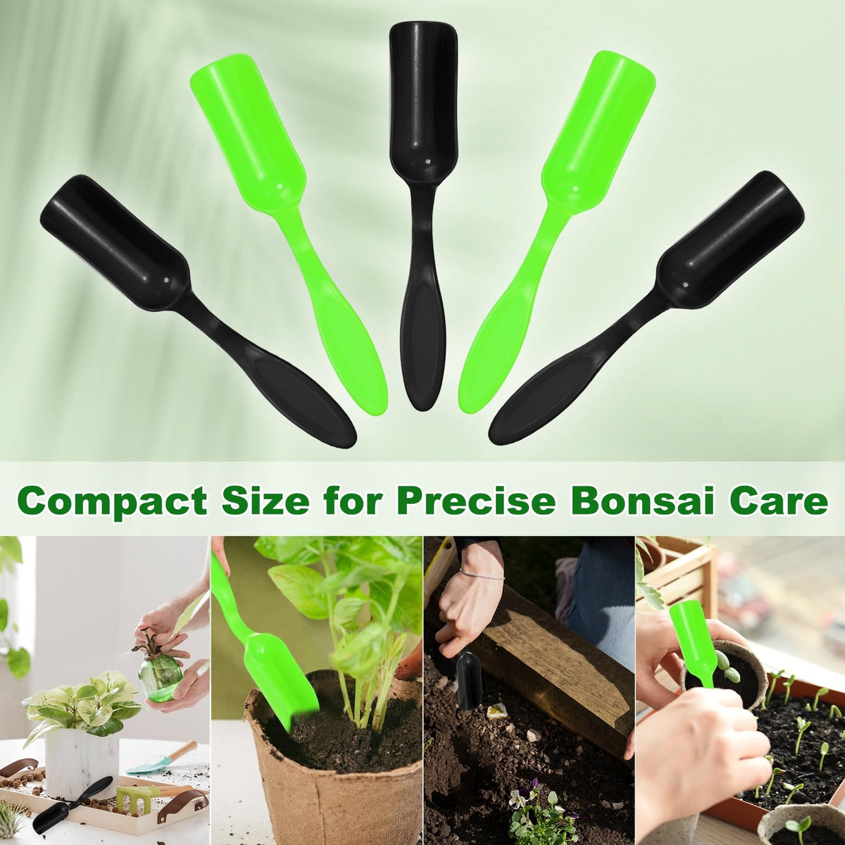 M METERXITY 20-Pack Mini Gardening Shovel Spoon, Plastic Garden Soil Scoops for Cultivation Digging Transplanting/Flower Planting/Plant Succulent, Colorful Small Gardening Tools [Black, Green]